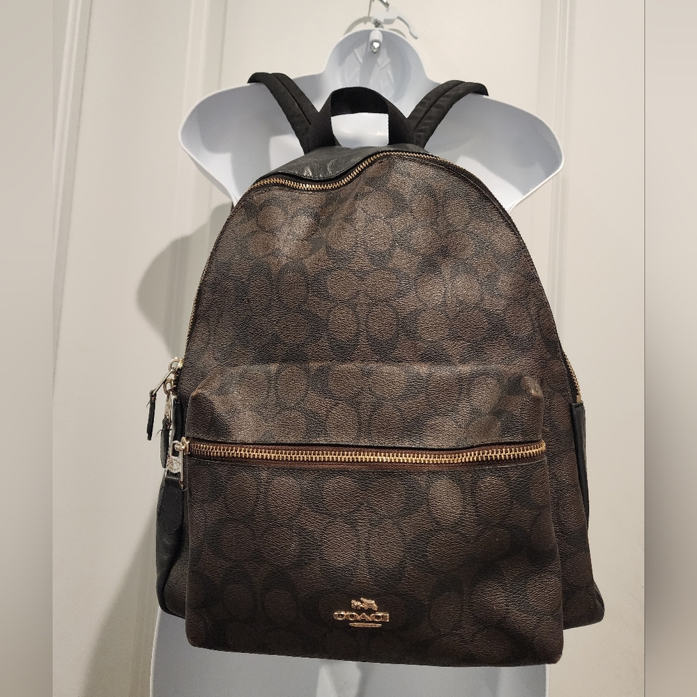 Brown Patterned Backpack - image 1